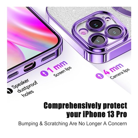 💖(2 for $15)💖 iPhone 14 Purple and Silver Glitter Phone Case - Picture 10 of 10